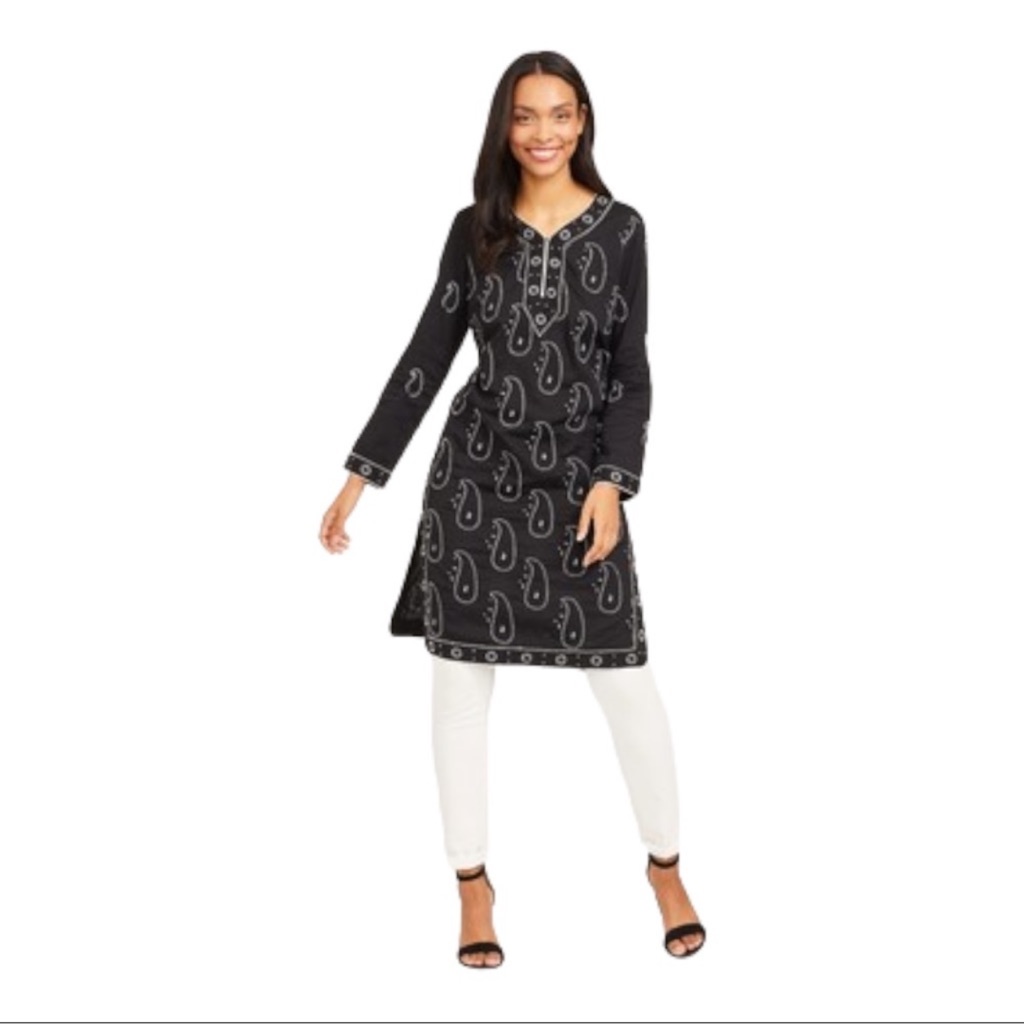 J. Mclaughlin Floral Kiara Tunic Dress Black White Embroidered Nwt Size Small